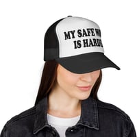Image 4 of “My Safe Word Is Harder” Trucker Cap | Funny Slogan Mesh Hat