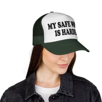 Image 7 of “My Safe Word Is Harder” Trucker Cap | Funny Slogan Mesh Hat