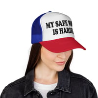 Image 16 of “My Safe Word Is Harder” Trucker Cap | Funny Slogan Mesh Hat