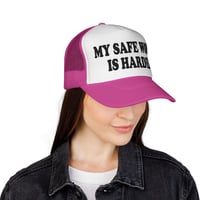 Image 22 of “My Safe Word Is Harder” Trucker Cap | Funny Slogan Mesh Hat