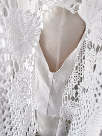 Image 5 of Reworked White Denim Jacket with Vintage Lace 