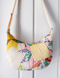 Image 2 of Handmade Upcycled Vintage Quilt Crescent Bag 