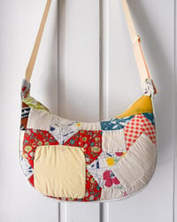 Image 3 of Handmade Upcycled Vintage Quilt Crescent Bag 