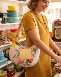 Image 1 of Handmade Upcycled Vintage Quilt Crescent Bag 