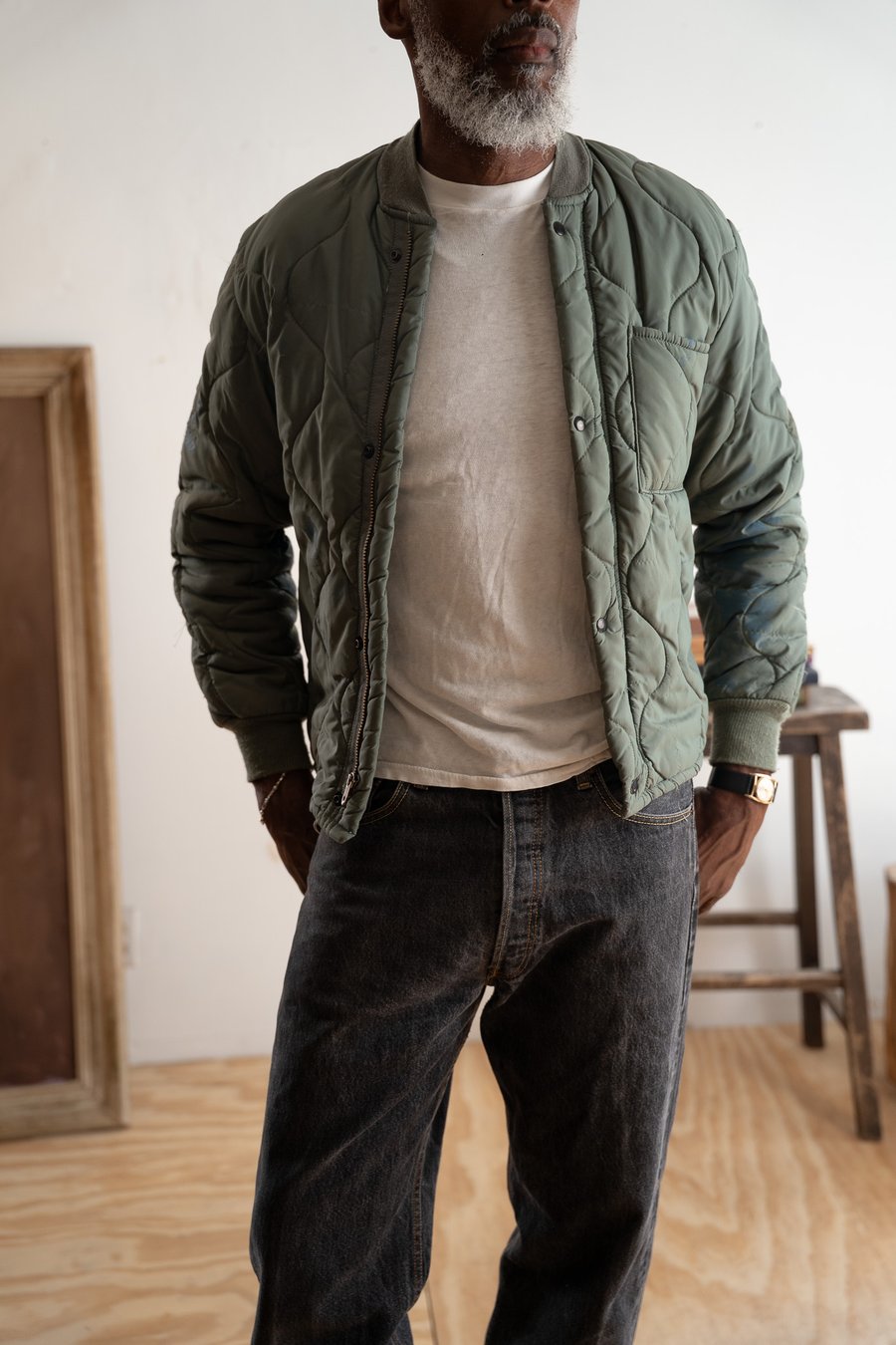 Image of Vintage Military Quilted Liner Jacket