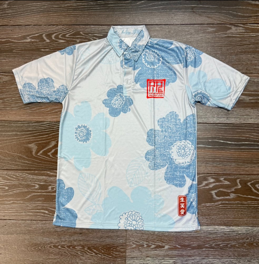 Image of PAISLEY SAKURA BLUE DRI FIT POLO SHIRT 