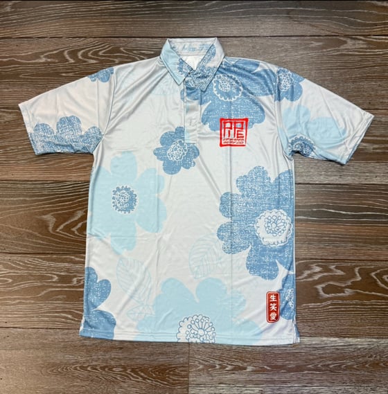 Image of PAISLEY SAKURA BLUE DRI FIT POLO SHIRT 