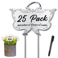 Metal Plant Labels, Tall Outdoor Butterfly Garden Markers for Flowers, Fruits and Vegetables, 304 St
