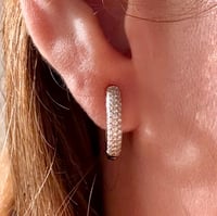 Image 3 of Moissanite Pavé-Set Hoop Earrings | 925 Sterling Silver | 0.39CTW | 13.6mm