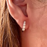 Moissanite Huggie Earrings | Graduated Size | 925 Sterling Silver | 1.17CTW