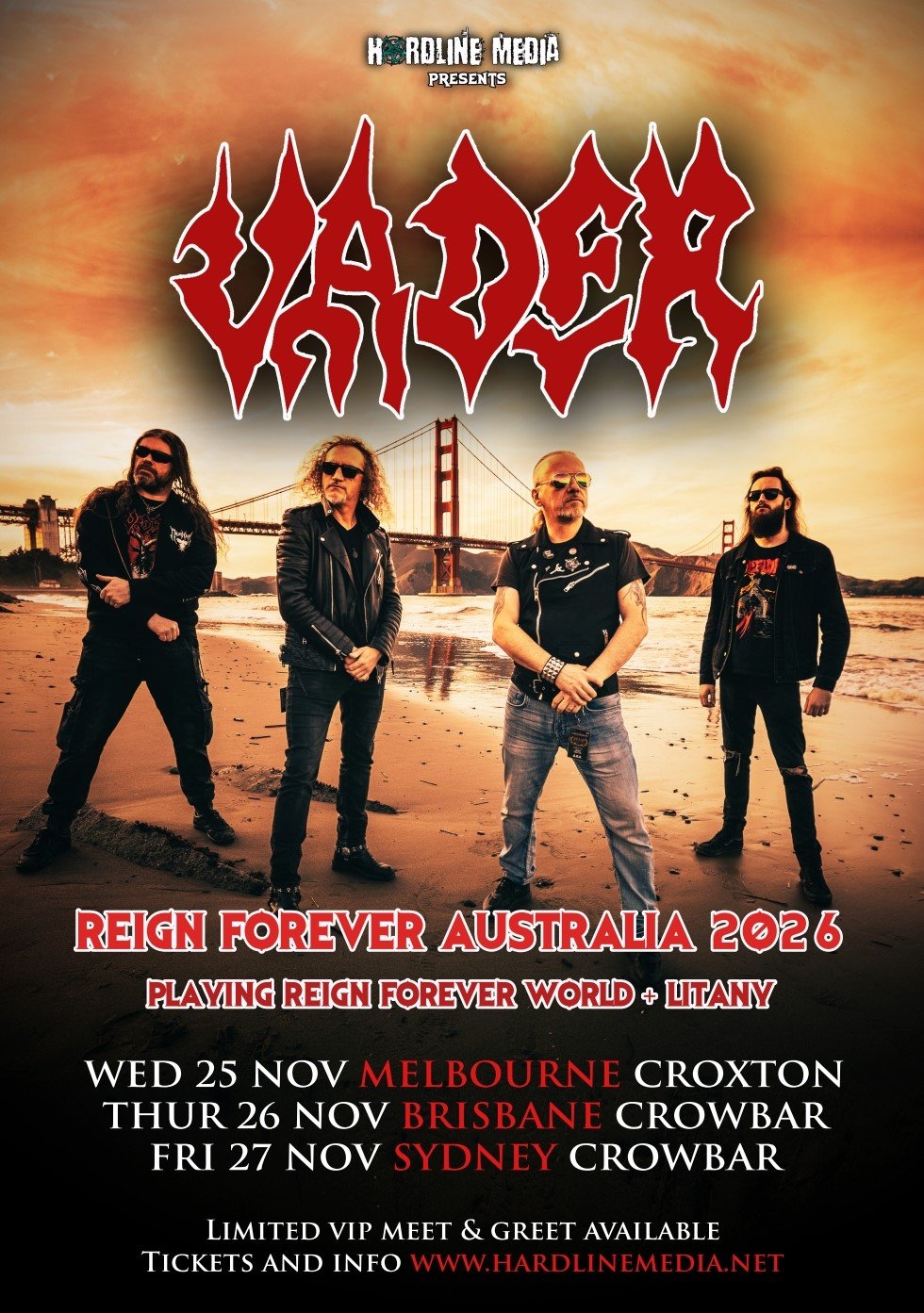 Image of VADER - SYDNEY - CROWBAR - FRI 27 NOV - GA PRESALE