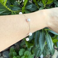 Image 1 of White Freshwater Pearl Bracelet | Sterling Silver | Adjustable 6.5–7.5"