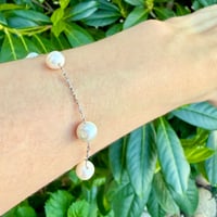 Image 2 of White Freshwater Pearl Bracelet | Sterling Silver | Adjustable 6.5–7.5"