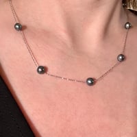 Image 2 of Peacock Freshwater Pearl Station Necklace | Sterling Silver | 16"