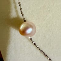 Image 3 of Pink Freshwater Pearl Station Necklace | Sterling Silver | 16"