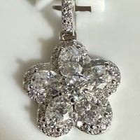 Image 1 of Moissanite Flower Pendant | 925 Sterling Silver | 2CTW | Petal Halo Design