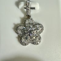 Image 2 of Moissanite Flower Pendant | 925 Sterling Silver | 2CTW | Petal Halo Design