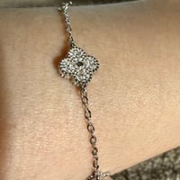Pavé CZ Four-Leaf Clover Bracelet | 925 Sterling Silver | Adjustable 6.5–7.5"