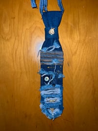 Image 2 of RAW EDGE DISTRESSED DENIM TIE