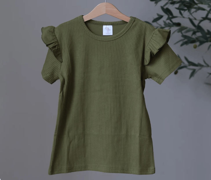 Image of Belle & Bee Collaboration - Forest Green Frill tshirt