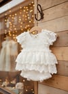 The Evangeline Pearl | Ivory Stretch Lace Heirloom Romper