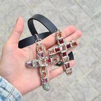 Image 1 of Prismatic Crucifix Choker (Pastels/Reds)