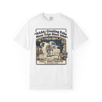 Image 1 of Conspiracy Vintage NASA 'Creating Fake Moon Trips Since 1969' Graphic T-Shirt