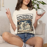 Image 3 of Conspiracy Vintage NASA 'Creating Fake Moon Trips Since 1969' Graphic T-Shirt