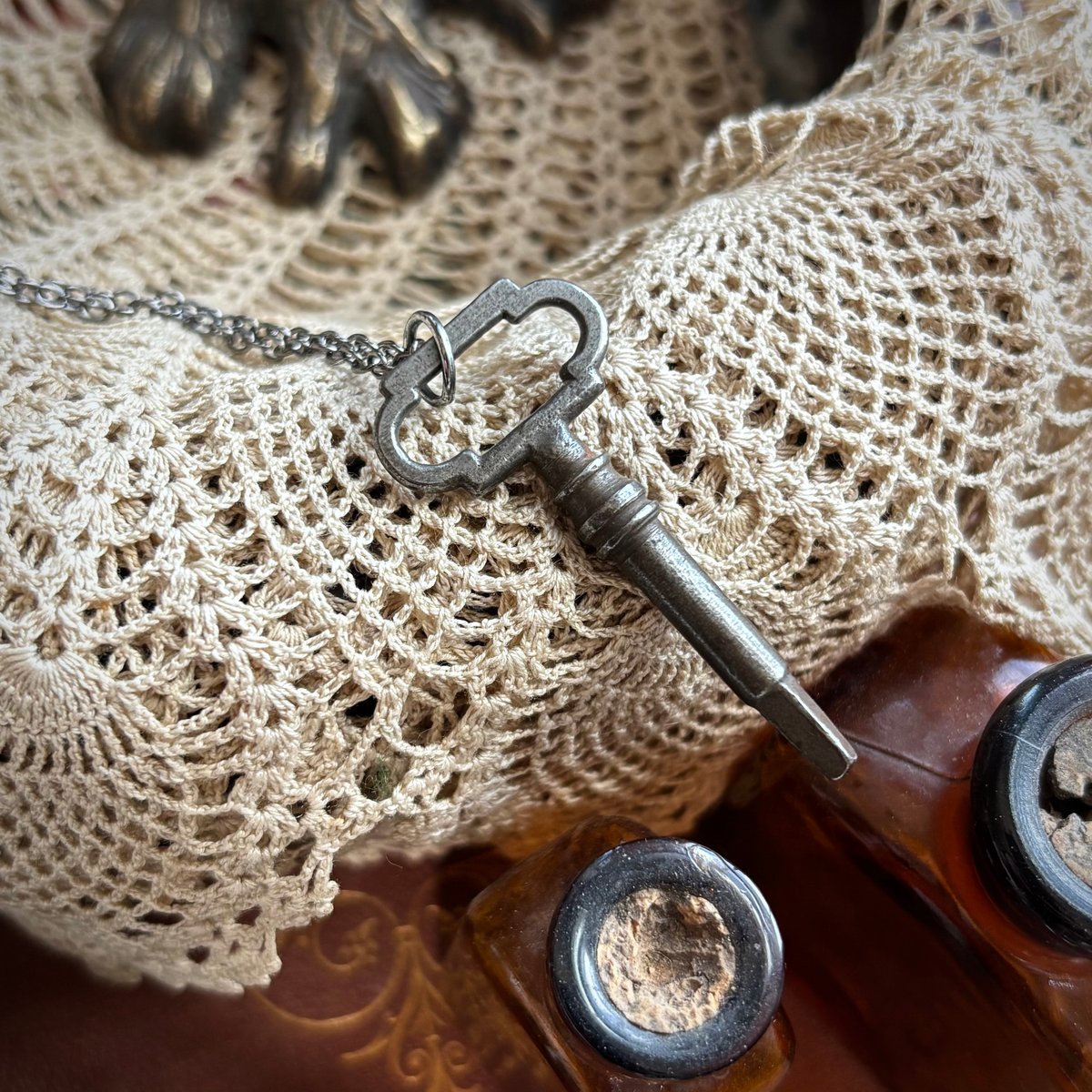 Antique Treadle Sewing Machine Key Necklace