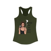 Image 5 of Vintage Woman Wine Tank — "Let's Drink Wine and Judge People" Graphic RacerbackTank-top