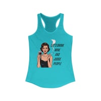 Image 7 of Vintage Woman Wine Tank — "Let's Drink Wine and Judge People" Graphic RacerbackTank-top