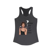 Image 9 of Vintage Woman Wine Tank — "Let's Drink Wine and Judge People" Graphic RacerbackTank-top