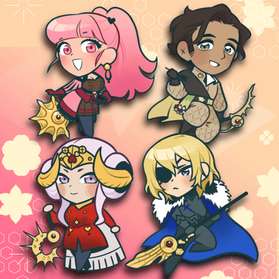 Image of FE3H 2" Double Sided Charms & Single Stickers (HildaEmblem)