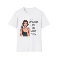 Image 1 of Vintage Woman Wine Tee — "Let's Drink Wine and Judge People" Graphic T-Shirt