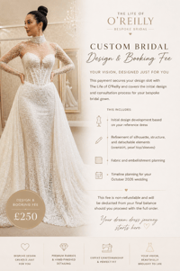 Custom Bridal Design & Booking Fee - Hannah