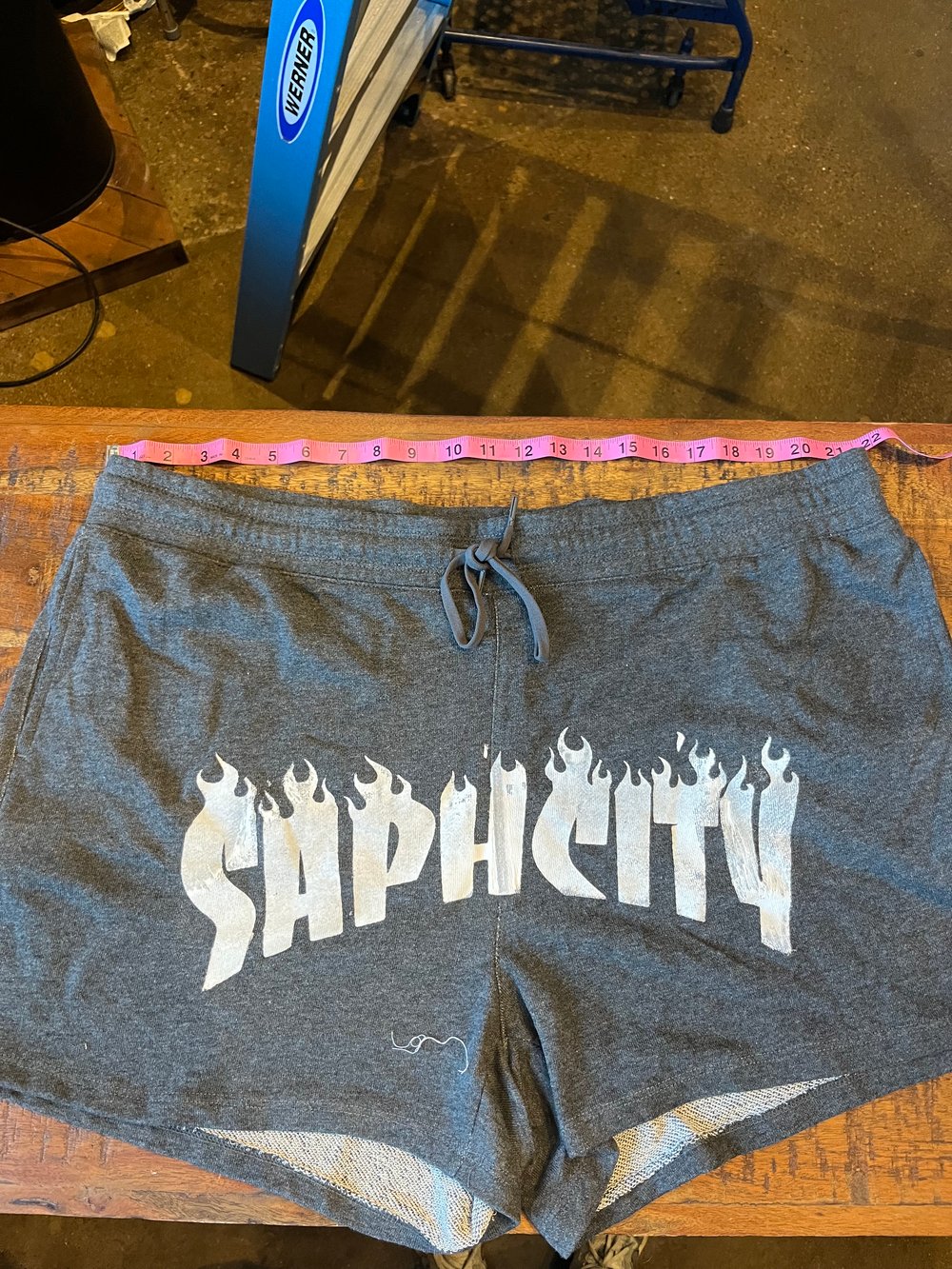 2XL GREY SAPHCITY COZY SHORTS**YT INK W LOGO TAG ON POCKET