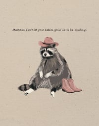 Sad Raccoon Cowboy 11x14