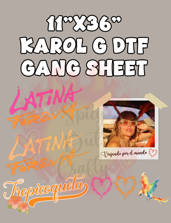 Image of 11"x36" Latina Karol G Gang Sheet