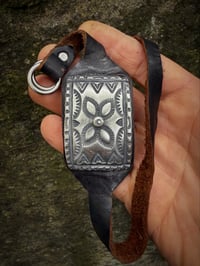 Image 2 of WL&A Handmade Heavy Sterling Ingot Medicine Leather Bracelet - Adjustable