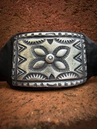 Image 4 of WL&A Handmade Heavy Sterling Ingot Medicine Leather Bracelet - Adjustable