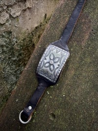 Image 5 of WL&A Handmade Heavy Sterling Ingot Medicine Leather Bracelet - Adjustable
