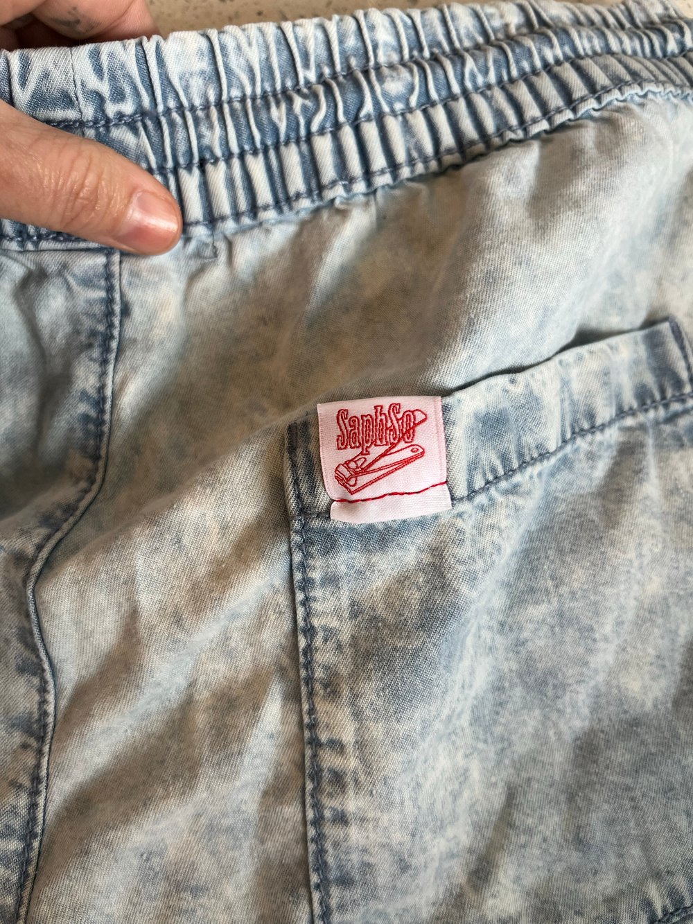S CLIPPERS BLUE TINSEL SHORTS BACK POCKET W/ LOGO TAG