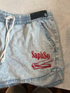 S CLIPPERS BLUE TINSEL SHORTS BACK POCKET W/ LOGO TAG