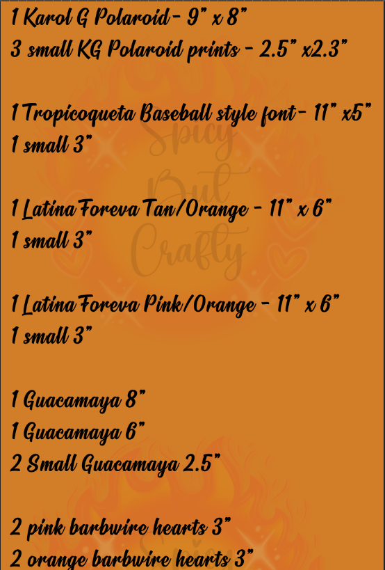 Image of 11"x36" Latina Karol G Gang Sheet