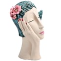 Handmade Ceramic Deco Head Sculpture in Teal
