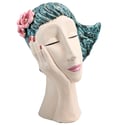 Handmade Ceramic Deco Head Sculpture in Teal