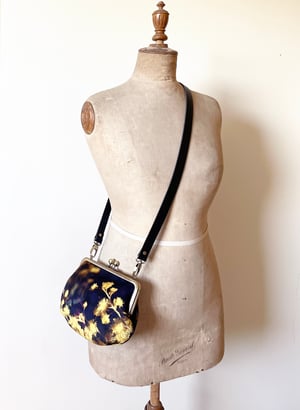 Image of Acacia blossom, velvet clutch bag with optional strap