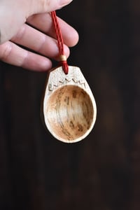 Image 3 of Hand carved spalted sycamore caddy scoop