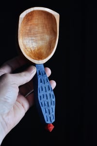 Image 4 of Hand carved willow dry goods scoop with milk paint