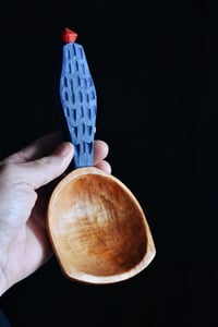 Image 1 of Hand carved willow dry goods scoop with milk paint